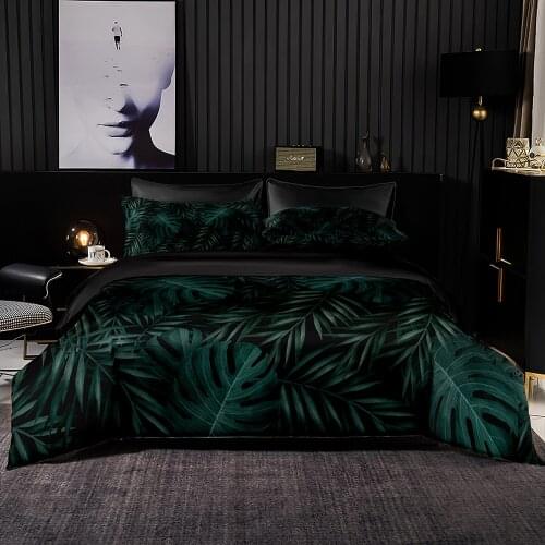 Tropical Jungle Pattern Duvet Cover Set With Pillowcase,AU 245x210 Quilt Cover,UK 220x230 Blanket Cover,Super Luxury Bedding Set