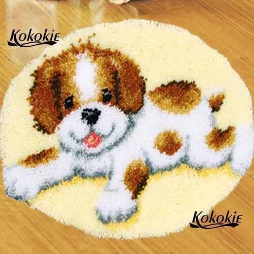 Dog carpet latch hook kit rug canvas printing handwerken knooppakket carpet embroidery handmade accessories set tapestry kits