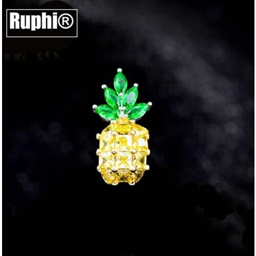 Korean zircons pineapple fruit charm lapel pin brooch cardigan blouse collar ornament jewelry accessories