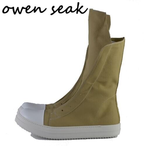 Owen Seak Men Shoes High-TOP Boots Luxury Trainers Boots Casual Lace-up Zip Male Winter Flats Big Size Sneakesrs