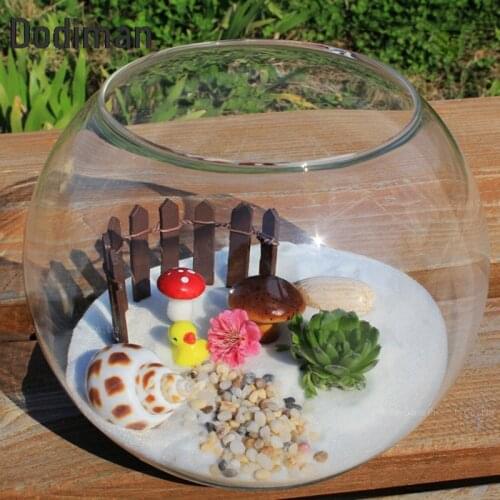1PCS Round glass fish tank Hydroponic Fleshy Micro Landscape Glass Bottle Plant Container household living room decoration