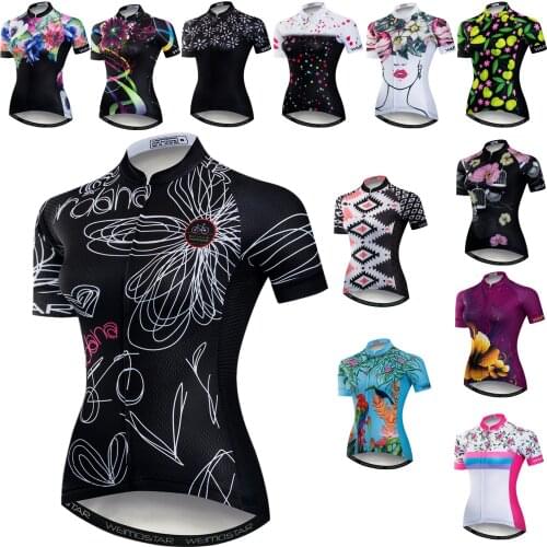 Weimostar Summer Cycling Jerseys Women Breathable Short Sleeve Racing Sportwear MTB Bike Cycling Shirt