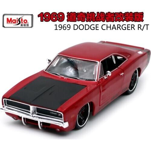 Maisto 1:25 1969 DODGE CHARGER R/T Modern Muscle Involving Car Old Car Diecast Model Car Toy New In Box Wine red 32537