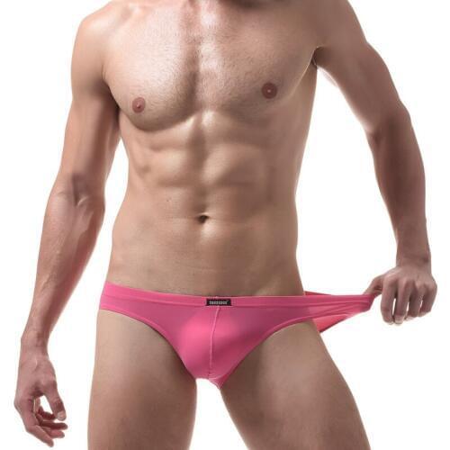 Mens Underwear High Elasticity Ice Silk Ultra-thin Low Waist Underwear Mens Transparent Sexy Briefs