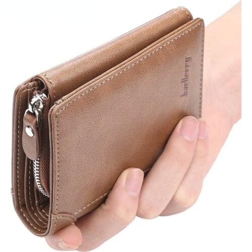 Baellerry Wallets Mens Short Vertical Holder Purse Tri-fold Small Wallet Zipper Hasp Coin Purses Wallet Man card holder wallets