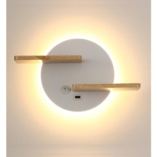 Nordic wall lamp modern simple living room background wall lamp coffee shop bedroom Hotel bedside USB storage lamp