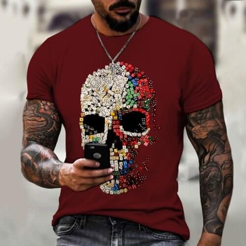2021 new 3D printed T-shirt, exquisite skull pattern, best-selling hot-selling item, fashionable street hip-hop T-shirt