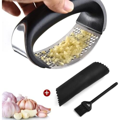 Stainless Steel Manual Garlic Press Curved Grinding Slicer Chopper Garlic Presses Cooking Kitchen Gadgets Tool Utensils