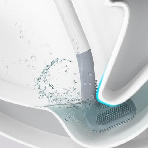 Bathroom Toilet Bowl Brush Toilet Cleaning Brush with Non-slip Soft Plastic Long-handled TPR Bristles Clean Easily