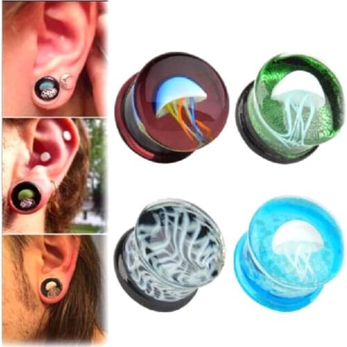 Glass Ear Plugs Earring Expansion Flared Women Ear Plugs And Tunnels Anti-Allergy Body Piercing Jewelry