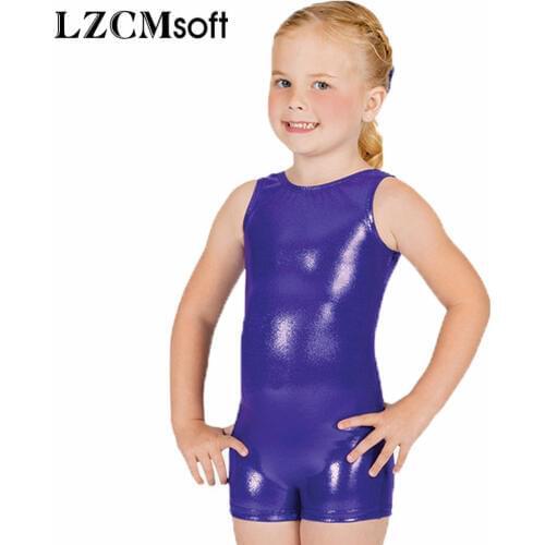 LZCMsoft Kids Tank Dance Unitards Metallic Shiny Wet Look Biketards Toddler Stage Performance Costumes Boys Bike Wear