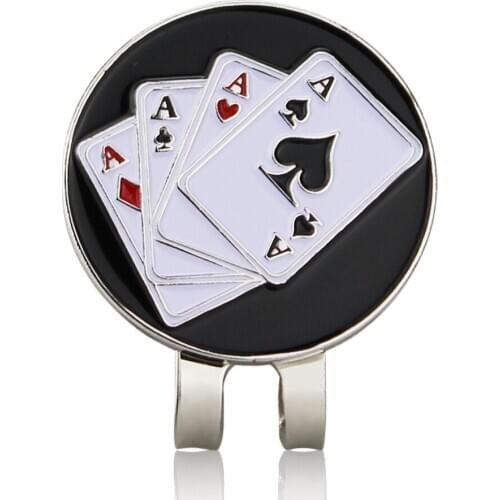 Pack 2 Pcs Poker Ace Golf Ball Mark w Magnetic Golf Hat Clip 0.95 inch 24 mm Golf Marker Training Aids Drop Ship