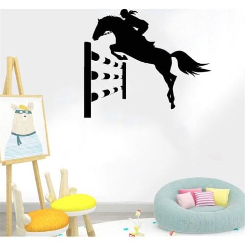 Horse Riding Wall Stickers Sports Horse Rider Girl Tournament Wall Decal Home Decor For Office Gymnasiums Vinyl DW11330