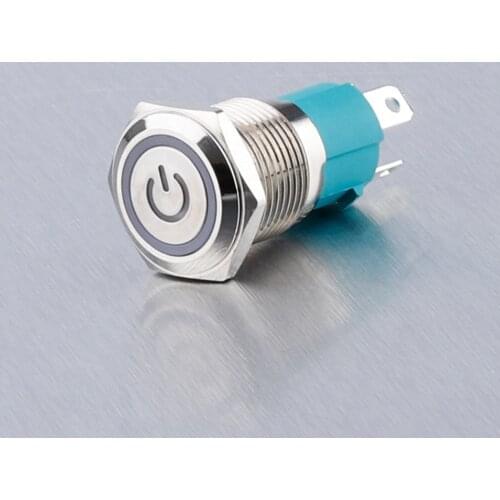 16mm high current 10A waterproof metal button switch led momentary light lock car engine power switch 5v 12v 24v 220v
