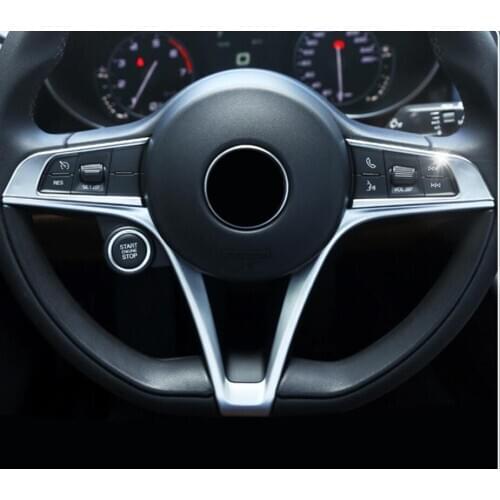 High-quality For Alfa Romeo Giulia Stelvio 2017 2018 Auto accessories Matte Car Styling Interior Steering Wheel Button Frame