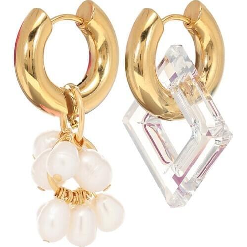 Korean Fashion Style Drop Stud Earrings For Women 2021 Trendy Ladies Simple Temperament crystal heart freshwater Pearl Jewelry