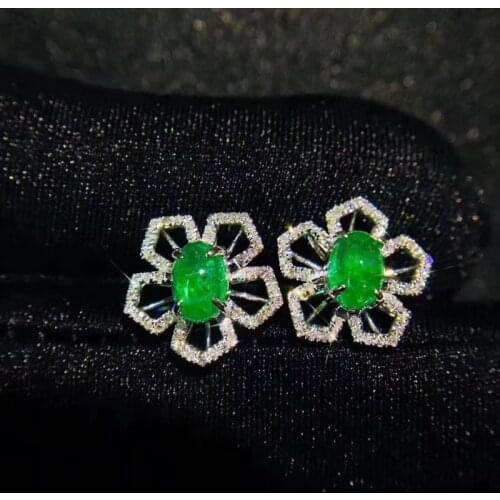 Green emerald gemstone earrings beauty silver fine jewelry natural gem earring women party birthday gift