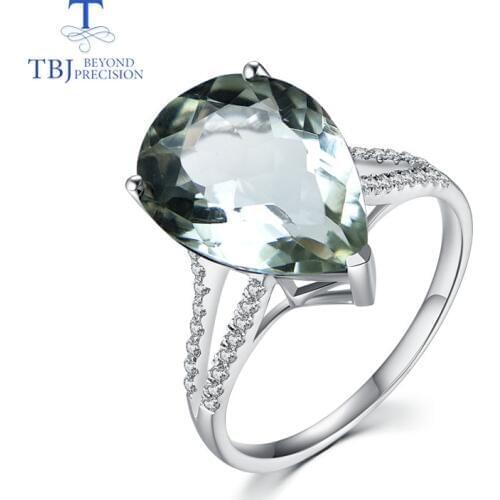 TBJ,prasiolite,green amethyst rings pear 12*16mm natural gemstone 925 sterling silver fine jewelry for woman anniversary gifts
