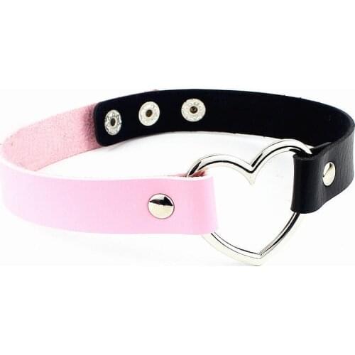 2021 Punk Fashion PU Leather Heart Choker Necklace Women Chocker Necklaces Statement Jewelry Collier Wedding Bride Jewelry Gift