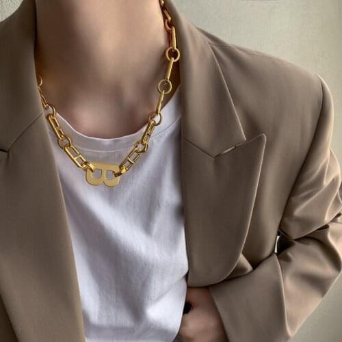 Punk Thick Gold Necklace Womens Stainless Steel Choker for Women sweater chainParty Jewelry Gift streetwear wholesale items