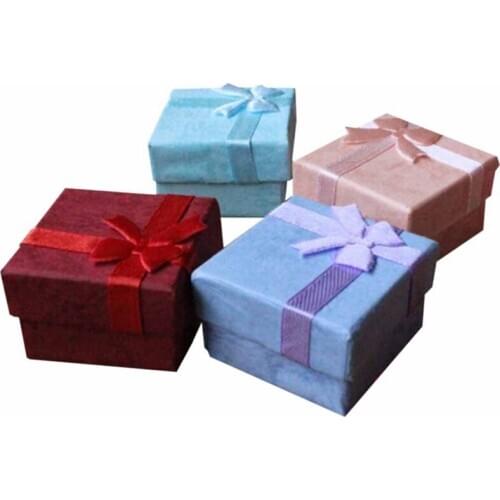 1pcs 4X4X3cm Gift Boxes Bangle Jewelry Ring Earring Watch Gift Carton Box Bowknot Case Jewelry Box Package makeup organizer