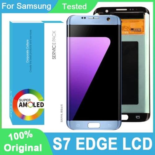 100% Original 5.5'' AMOLED For Samsung Galaxy S7 edge G935 G935F SM-G935F LCD With Frame Display Touch Screen Repair Parts