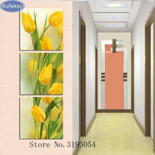 3pcs/set diy diamond embroidery,tulip,5d diamond painting full diamond mosaic picture of rhinestones cross-stitch christmas gift