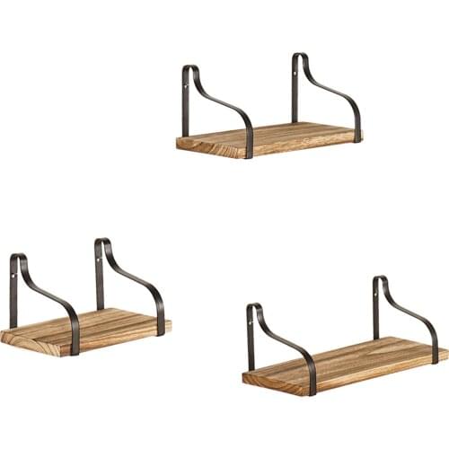 3pcs Floating Shelves Wall Mounted Shelves Multi-functional Display Storage Shelves Save Space Black