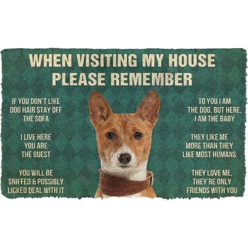 3D Please Remember Basenji Dogs House Rules Custom Doormat Non Slip Door Floor Mats Decor Porch Doormat