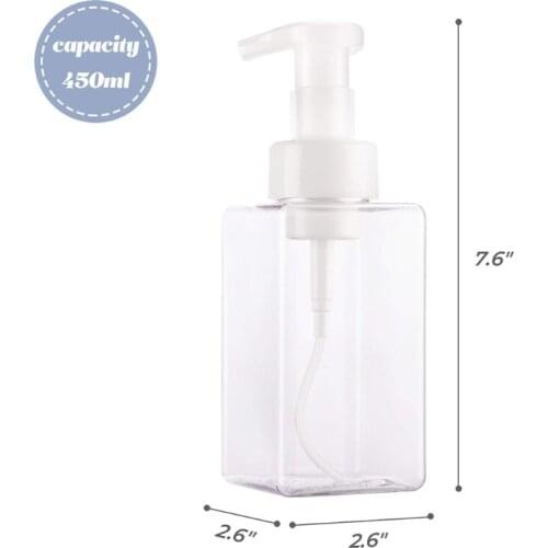 11UF 4pcs Foaming Hand Soap Pump Bottle 450ml Clear Refillable Container for Lotion Shampoo Conditioner Empty Soap Dispenser