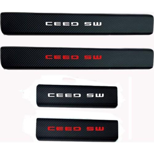 For Kia Ceed sw Carbon Fiber Vinyl Car Scuff Plate Door Sill Guard Sticker 4pcs
