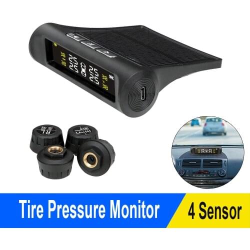 Car Solar Power TPMS Tyre Pressure Sensors Tyre Pressure Monitoring System LCD Display Auto Security Alarm Systems Car Alarm