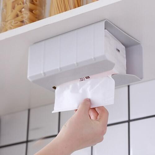 Punch-free Toilet Tissue Tray Paper Holder Rack Roll Paper Box Towel Organizer Wall-mounted Waterproof Bathroom Paper Storage