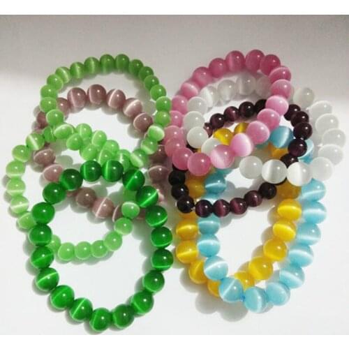 Champagne Color Cats Eye Opal Natural Stone 8MM 10mm Spacer Glass Loose Beads Bracelets Findings for Women Men AAA