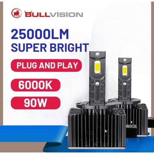 12V D4S D2S Hid Xenon Lamp 20000Lm Led D1S D3S Car Headlights Kit 6500K 90W D5S D8S Bulbs Play And Plug High Low Beam Bullvision