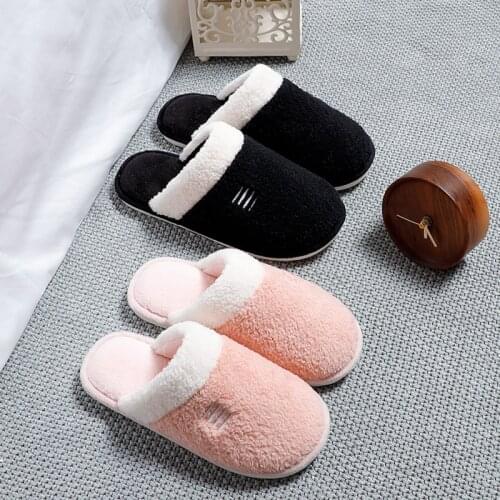Women Indoor Slippers Warm Plush Home Slipper Autumn Winter Shoes Women House Flat Floor Soft Silent Slides Indoor Bedroom