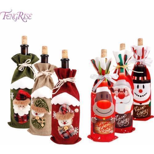 FengRise Santa Claus Christmas Wine Bottle Cover Merry Christmas Decor for Home Xmas Ornaments Gifts Navidad 2020 New Year 2021
