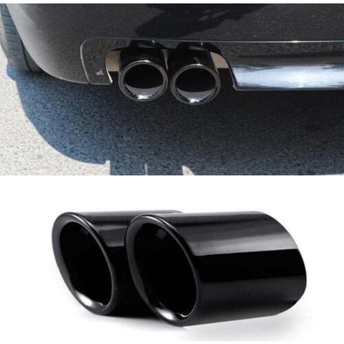 2PCS Stainless Steel Titanium Black Car Tail Throat Exhaust Pipe Muffler For BMW 5 Series F10 F11 F18 520i 523i 525i 528i
