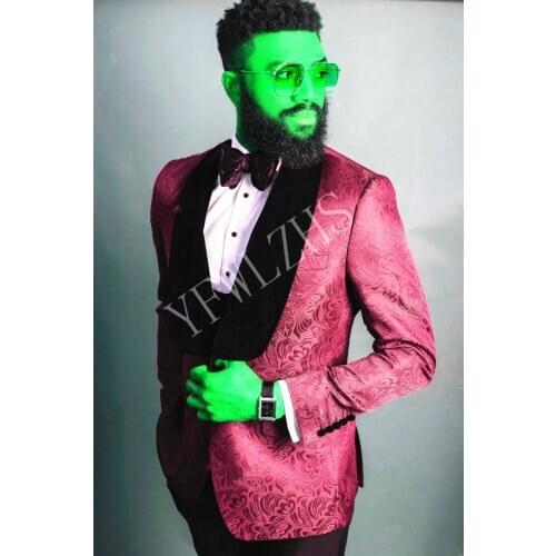 Handsome Groomsmen Shawl Lapel Groom Tuxedos Mens Wedding Dress Man Jacket Blazer Prom Dinner (Jacket+Pants+Tie+Vest) A035