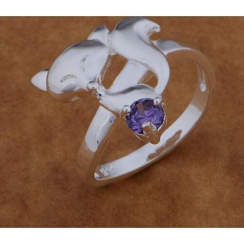 AR616 Hot sterling ring, fashion jewelry, fox inlaid purple stone /baaajrha bauajsba silver color