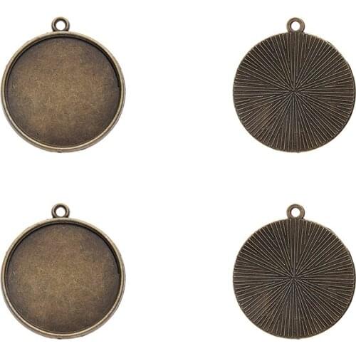 10pcs/Lot Antiqve Brone Metal The Inside Diameter 25mm Cabochon Bases Round Setting Tray For Necklace And Bracelet Jewelry