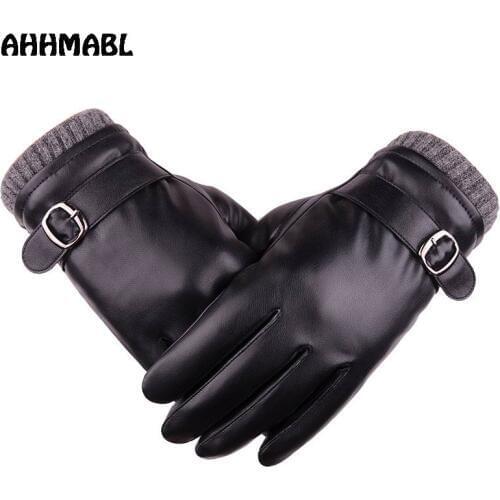 Fashion Mens Classic Black Winter Leather Gloves Sport Driving Touch Screen Gloves Male Military Tactical Warm Mitterns G520