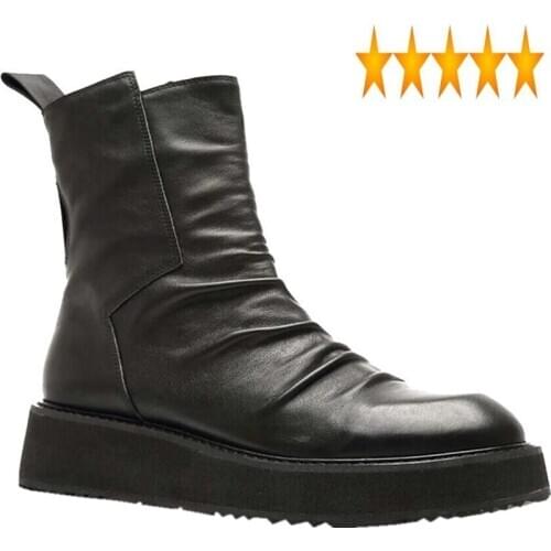 Zipper High Black Quality Leather Military Men Street Style Winter Platform Sneakers Stylish 2021 Work&Safety Ankle Boots
