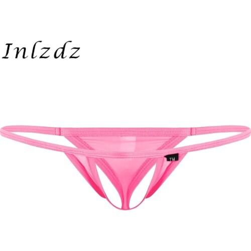 Mens Lingerie Sexy Underwear Thong G-Strings Erotic Sissy Gay Panties Front Hole Bulge Pouch Open Butt Underpants T-Back Briefs