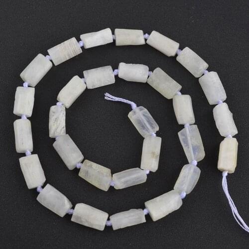 2 Strands Raw Mineral White Blue Rainbow Light Moonstone Hand Cut Nugget Free Form Rough Matte Faceted Beads Diy Necklace 6-8mm