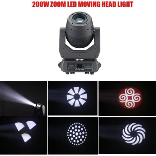 New 200W Zoom LED Moving Head Spot Wash Light Disco Stage Lighting 16/18CH With 8 GOBOS+OPEN WHEEL ROTATAION Beam Lights