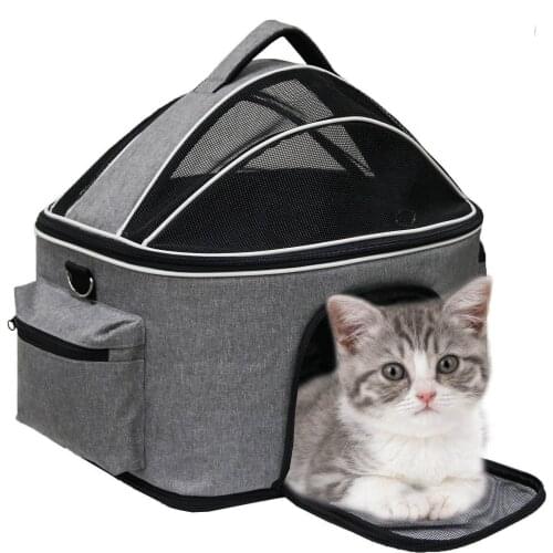 Cat Travel Carrier, High Capacity Portable Pet Cage Top Opening, Comfortable and Breathable Mesh