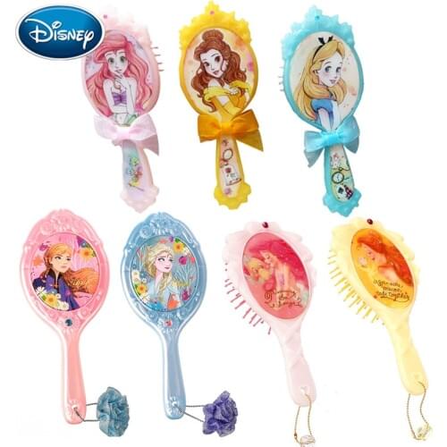 Disney New 1Pcs Princess Hair Comb GIrl Cartoon Comb Plastic Comb Bow Comb Curly Hair Air Bag Comb Gift Box Hair Accessories