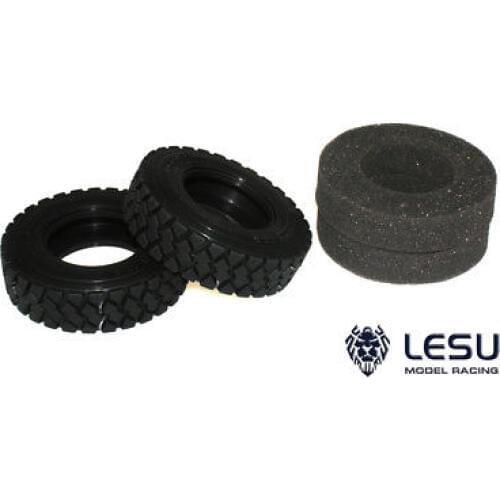 1Pair LESU Upgraded Rubber Tires for 1/14 RC Tractor Truck Tmy Model DIY Car TH02595