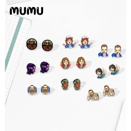 2020 New Eleven Hot Topic Stranger Things Stud Earring Acrylic Earrings Epoxy Handmade Resin Jewelry Gift Friend